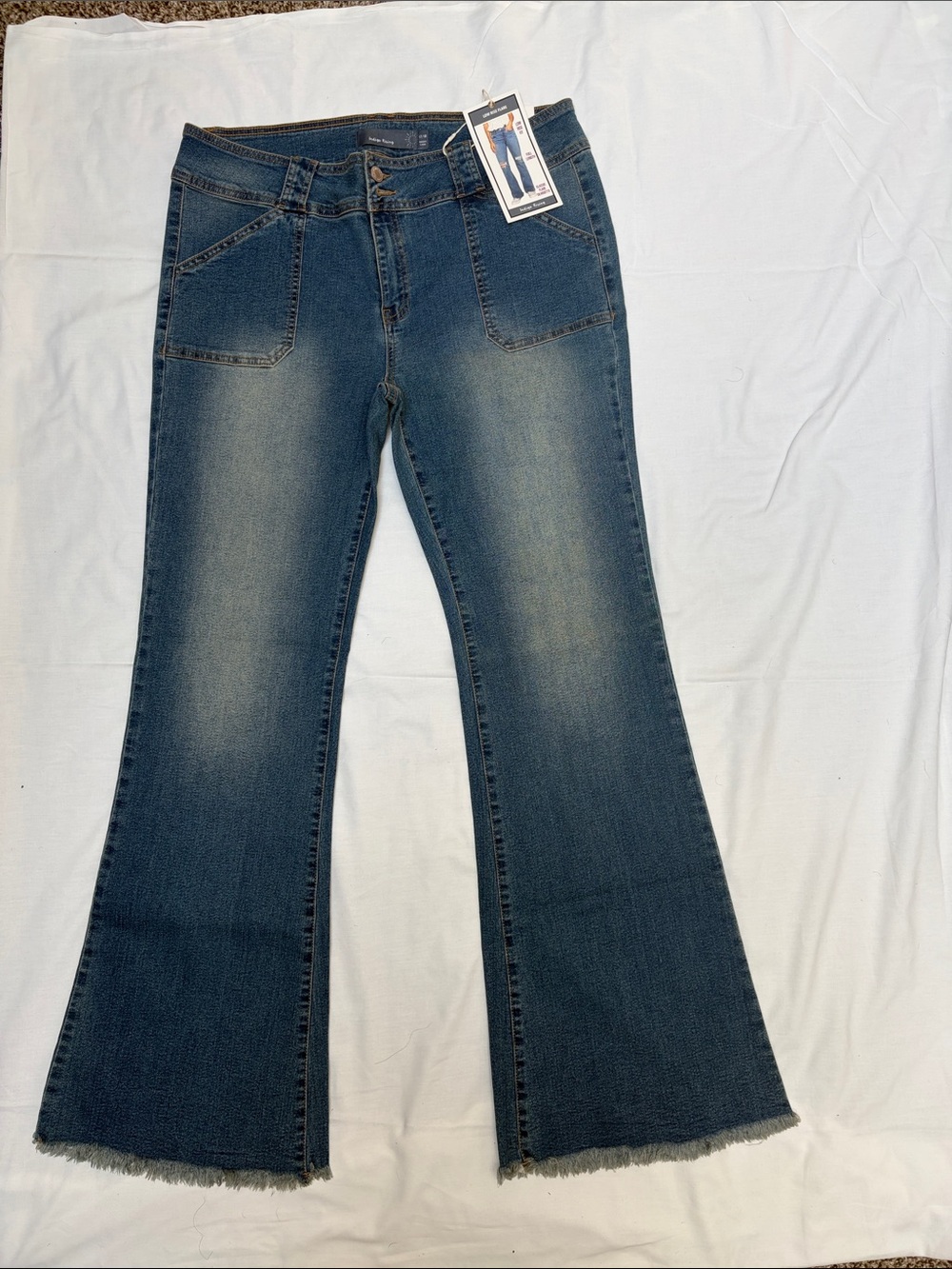 Dark Blue Flare Jeans with Frayed Hem by DL1961